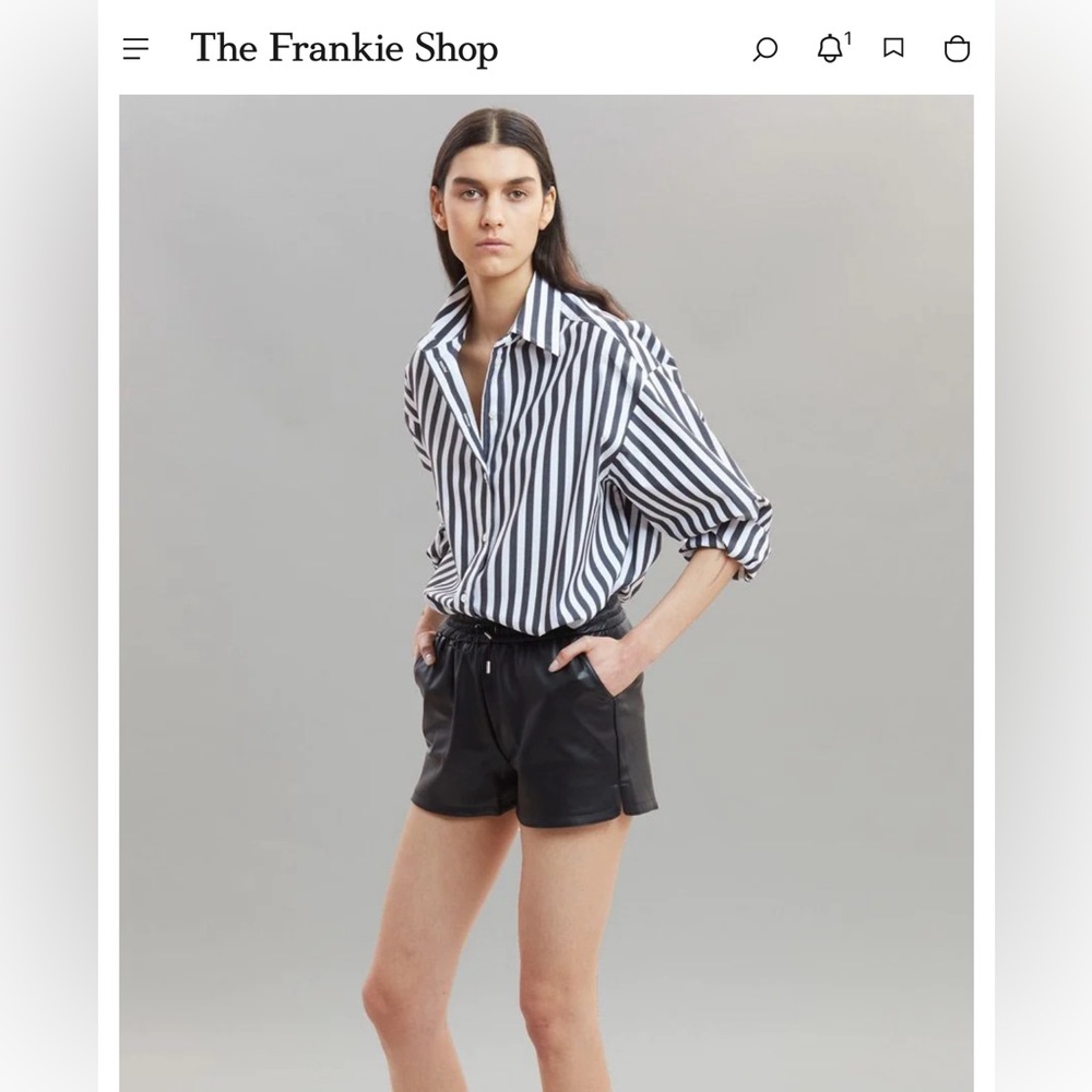 The Frankie Shop SYLVIA STRIPED OXFORD SHIRT - FADED BLACK/WHITE